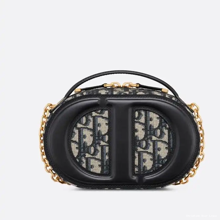 Cheap Canvas Blue Oblique Motif Signature Dior Oval Camera CD Bag 0521 Luxury